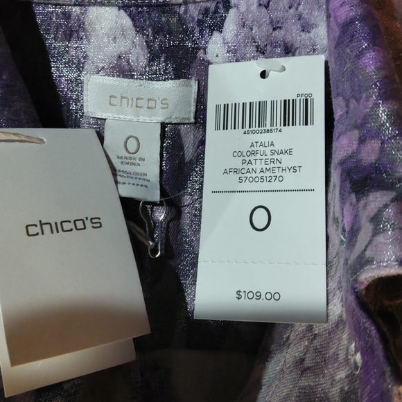 NWT CHICOS amethyst snakeskin jean jacket - Picture 5 of 6